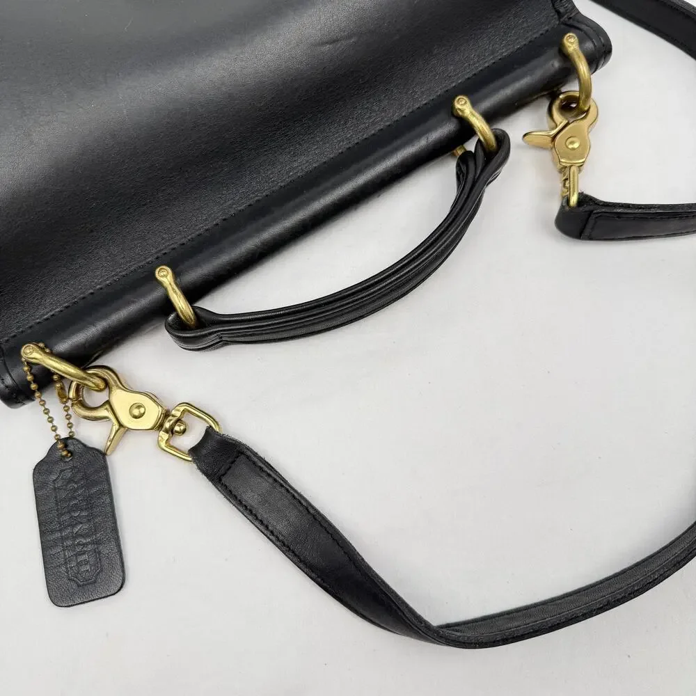 Vtg Coach Willis Satchel Bag 9927 Black Leather Crossbody 90s Preppy Minimal